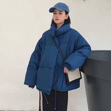 Load image into Gallery viewer, Korean Style 2019 Winter Jacket Women Stand Collar Solid Black White Female Down Coat Loose Oversized Womens Short Parka - Lifestyles Intra Asia