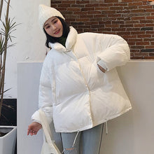 Load image into Gallery viewer, Korean Style 2019 Winter Jacket Women Stand Collar Solid Black White Female Down Coat Loose Oversized Womens Short Parka - Lifestyles Intra Asia