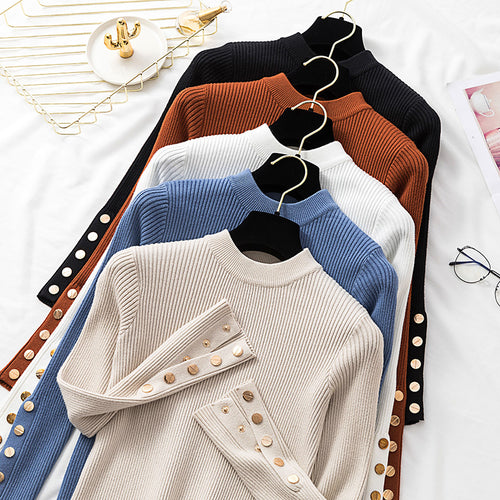 Women Winter Clothes Ribbed O-Neck Long Sleeve Pullover Sweater Solid Casual Ladies Women Clothes - Lifestyles Intra Asia