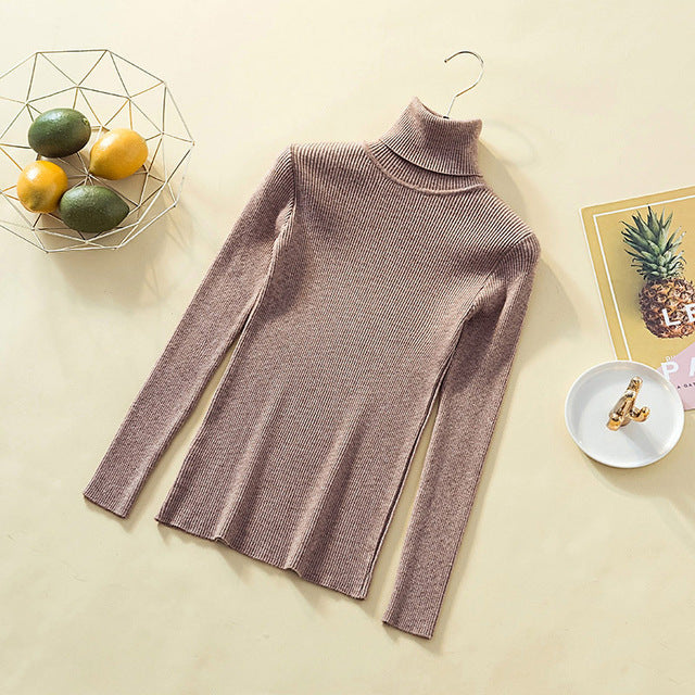 Women Turtleneck Sweater Women Pullover Knitted Sweater Casual Tops Women Sweaters And Pullovers - Lifestyles Intra Asia