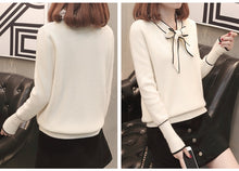 Load image into Gallery viewer, Women Long Sleeve Knitted Sweater Female with Bow Yellow Red Jumper Ladies Clothes Autumn Winter Pullover Sweater Outwear - Lifestyles Intra Asia