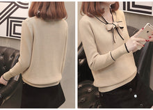 Load image into Gallery viewer, Women Long Sleeve Knitted Sweater Female with Bow Yellow Red Jumper Ladies Clothes Autumn Winter Pullover Sweater Outwear - Lifestyles Intra Asia
