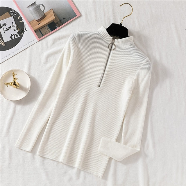 Women Turtleneck Sweater Women Pullover Knitted Zipper Sweater Women Sweaters And Pullovers - Lifestyles Intra Asia