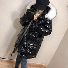 Load image into Gallery viewer, Real Natural Fur 2019 Patent Leather Winter Jacket Women Thicken Long Down Parka Hooded Female Duck Down Coat Waterproof Jacket - Lifestyles Intra Asia