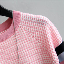 Load image into Gallery viewer, Short Sleeved Sweater Women Striped Top 2019 Plaid Knitted Cotton Woman Clothes - Lifestyles Intra Asia