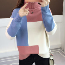 Load image into Gallery viewer, Knitted Sweater Women Red Patchwork Turtleneck Knitted Winter Jumper Pullover Casual Women Clothes - Lifestyles Intra Asia