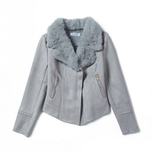 Load image into Gallery viewer, Women Suede Coat  Fur Collar Zipper Thick Slim Short Jacket Outwear - Lifestyles Intra Asia