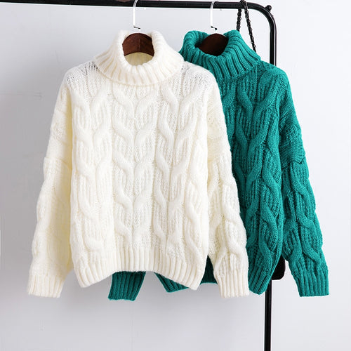 Turtleneck Ladies White Blue Green Winter Clothes Sweater Fashion Warm Women Clothes - Lifestyles Intra Asia