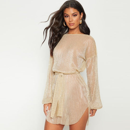 2019 Sexy Transparent Beach Dress Women Bikini Swimsuit Cover Up Long Sleeve Tunics Swim Dress Bathing Suits Cover-Ups Beachwear - Lifestyles Intra Asia