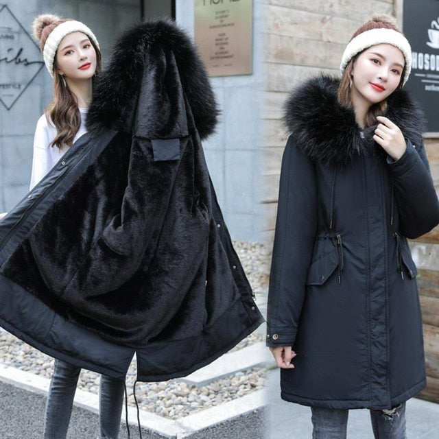New Arrival Parkas Fashion Coats Women Winter Sweater Fur Collar Hood Warm Cotton Coat Women Clothes - Lifestyles Intra Asia