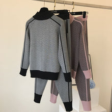 Load image into Gallery viewer, Fashion Kniteed Jacket Short Coat Slim Long Pant Tracksuit Woman Winter Clothes - Lifestyles Intra Asia