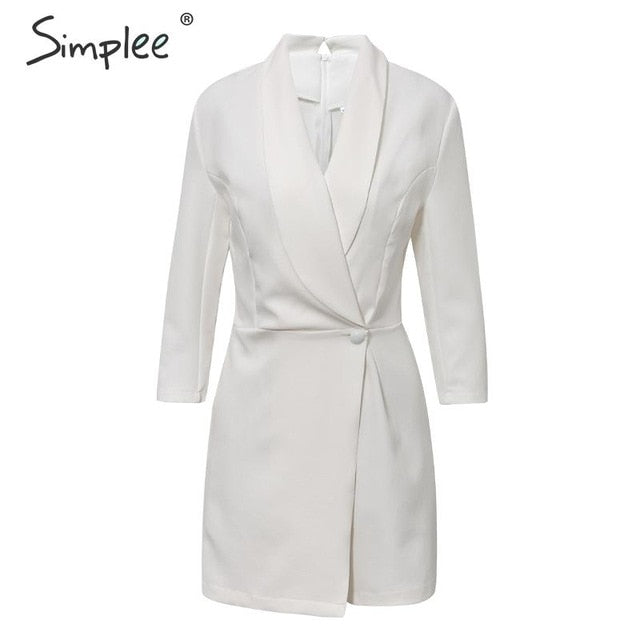 Simplee Women Blazer Playsuit Romper V-Neck Button Female Trench Half-Sleeved Women Winter Coats - Lifestyles Intra Asia