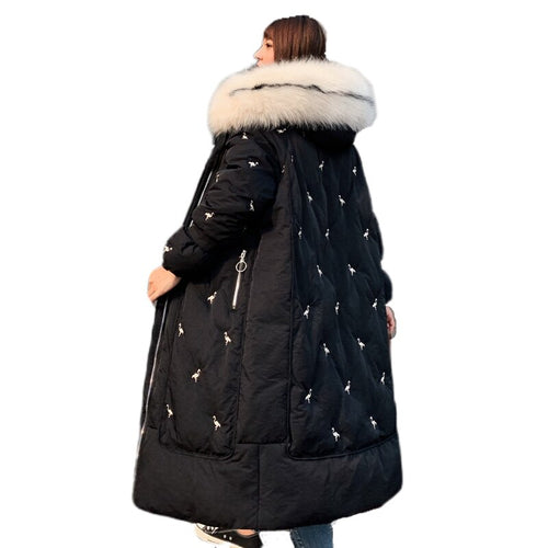 2019 Long Winter Women's Down Coat Thicken Female Down Jacket Hooded With Fur Collar Coat Oversize Long Ladies - Lifestyles Intra Asia
