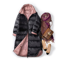 Load image into Gallery viewer, Coat 2019 Women Down Jacket Loose Large Size Bright Female Bright Zipper Jacket Stand Up Collar Parka Mid-long Winter Warm Coat - Lifestyles Intra Asia