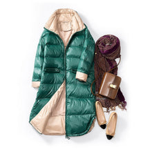 Load image into Gallery viewer, Coat 2019 Women Down Jacket Loose Large Size Bright Female Bright Zipper Jacket Stand Up Collar Parka Mid-long Winter Warm Coat - Lifestyles Intra Asia