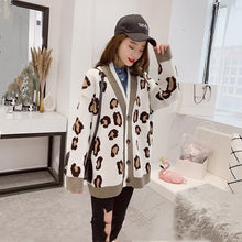 Load image into Gallery viewer, SHENGPALAE 2020 New Fashion Autumn V-neck Single Breasted Leopard Print Cardigans Women Loose Casual Korean Tide Sweater FV110 - Lifestyles Intra Asia