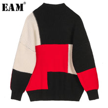 Load image into Gallery viewer, [EAM] Contrast Color Knitting Sweater Loose Fit Round Neck Long Sleeve Women Pullovers New Fashion Tide Autumn Winter 2020 1M097 - Lifestyles Intra Asia