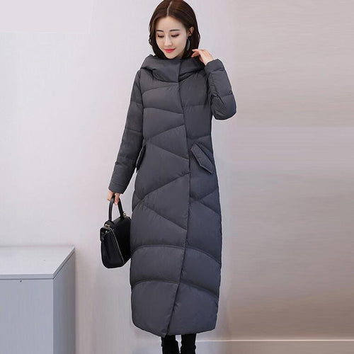 Winter Jacket Women 2018 New Fashion Hooded White Duck Down Jacket Thicken Warm Loose Parkas Women Long Down Coat - Lifestyles Intra Asia