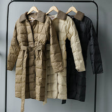 Load image into Gallery viewer, Winter Jacket Women Long Coat Lamb Wool Collar Parka Button Belt Women Clothes - Lifestyles Intra Asia