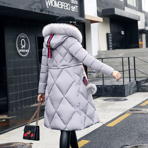 Women Winter Jackets And Coats 2018 Casual Long Sleeve Big Fur Collar Down Coat Female Loose Warm Hooded Parkas Plus Size 2XL - Lifestyles Intra Asia