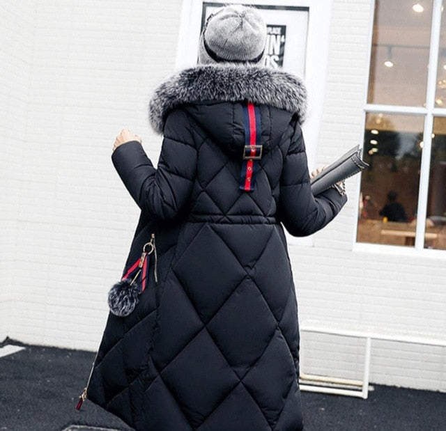 Women Winter Jackets And Coats 2018 Casual Long Sleeve Big Fur Collar Down Coat Female Loose Warm Hooded Parkas Plus Size 2XL - Lifestyles Intra Asia
