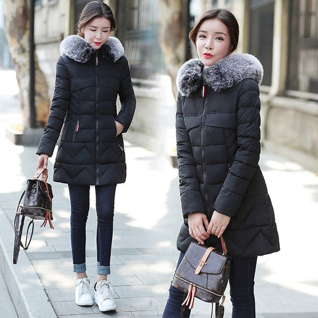 New Arrival Parkas Fashion Coats Women Winter Sweater Fur Collar Hood Warm Cotton Coat Women Clothes - Lifestyles Intra Asia