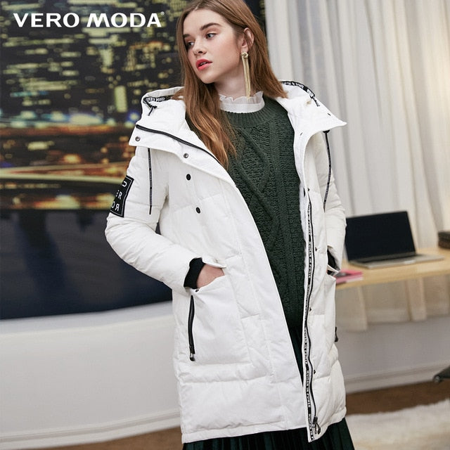 Vero Moda new hooded letters back velcro long down jacket | 318312505 - Lifestyles Intra Asia